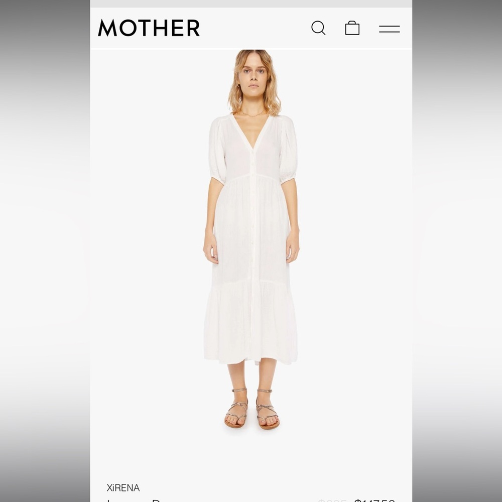 MOTHER Ivory V-Neck Midi Dress